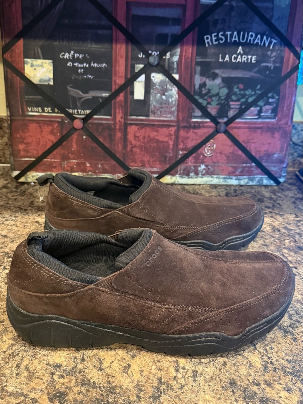 Crocs Men's Brown Swiftwater Suede Slip-On Casual Loafer. Size 13.